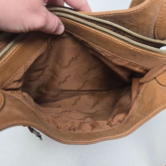 FOSSIL Vintage Brown Leather Shoulder Hobo Bag Purse Key 75082 Boho Hippie - Picture 10 of 14
